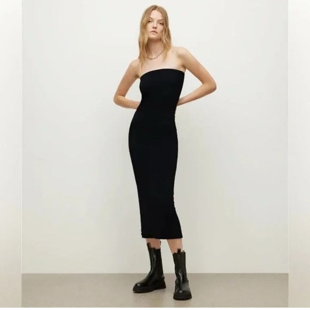 All Saints Black Strapless Dress